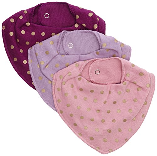 Pippi Baby-Girls with Glitter Polka Dot Bib (Pack of 3), Multicoloured (Frosted Pearl), One Size