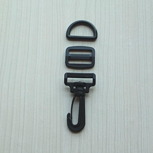 micoshop 5 Sets 25mm 1" Swivel Hook Clip Rocker Triglides D Ring For Buckles Webbing Plastic Black