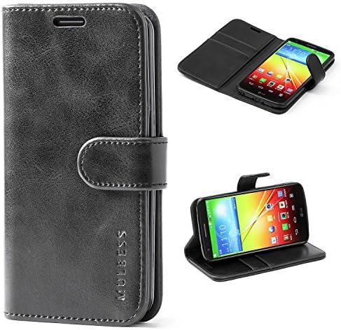 Mulbess Vintage LG G2 Case, LG G2 Phone Case, Flip Leather Wallet Phone Cover for LG G2, Black