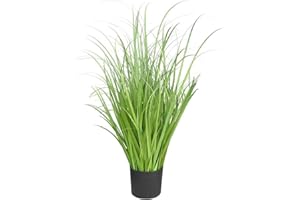 Aisamco Hierba Decorativa Artificial Maceta Verde Arbustos Artificiales Falsos Planta Hierba de Trigo Hojas Falsas Arbustos 55cm Altura para la Decoración del jardín de la Oficina en casa