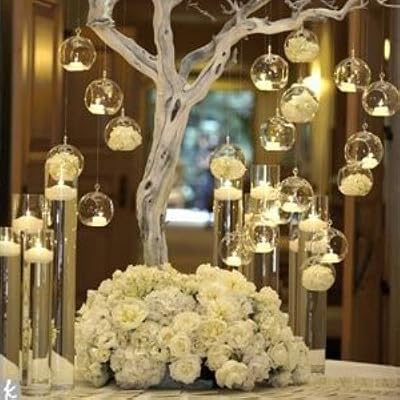 Szqiqi 18 Bougeoirs Suspendus En Cristal Boules De Verre Creatives Bougeoir De Mariage Romantique / Anniversaire / Vacance Bougeoir Decoratif