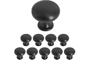 Probrico 10 Pieces Solid Cabinet Door Knob Dresser Handle Mushroom Wardrobe Pull Diameter 30mm Black