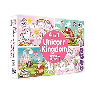 Tread Mall Fun Learning Unicorn Jigsaw Puzzle for Kids - 4 in 1 Perfect Jigsaw Puzzle for Little Hands - Gift Toys for 4 5 Year Old Boys and Girls - Preschool Learning Jigsaws Game