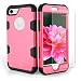 Produktbild Girlyard Tough Armor Hülle für iPhone 7 Hybrid 3 in 1 Vorne und Hinten Bumper Schutz, Weich Silikon mit Hart PC Full Cover High Impact Defender Anti-Kratzer Stoßfest für Apple iPhone 7 (4,7 Zoll) - Rose Rot + Schwarz