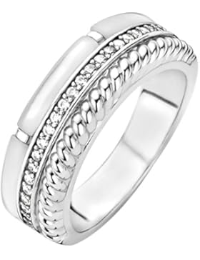 Ti Sento Milano  - Ring 925 Sterling-Silber  rhodiniert Silber Rechteckschliff   weiß Nacre   Oxyde de Zirconium