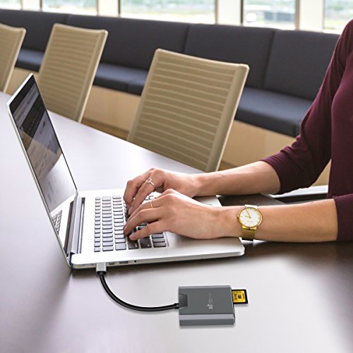Lector de tarjetas de Aluminio Superspeed EC Technology USB 3 0 Multi Adaptador de Tarjetas de Memoria  Soporta 3 Tarjetas Simult  neamente para TF   SD   CF   SDXC   SDHC para MacBook Air Pro  iMac  Mac Mini  Microsoft Surface Pro  Lenovo - Negro