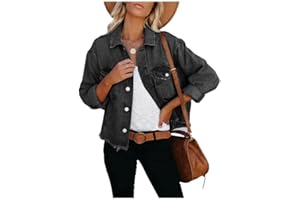 JayscreateEU Women's Ripped Denim Jacket Cropped Ladies Oversized Distressed Hem Baggy Short Crop Jean Jacket UK