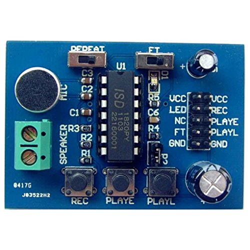 Preisvergleich Produktbild Vkospy ISD1820 Sounds Wiedergabe der Sprachaufnahme-Modul mit Mikrofon 10s Recording Audio Sound Board Modul 3-5V
