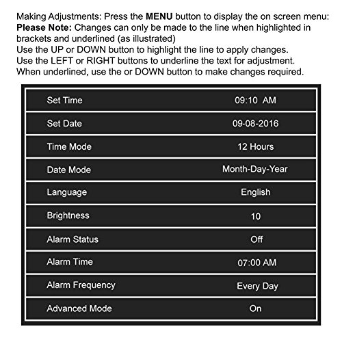 Digitaler Kalender Tag Uhr mit Nicht Abkürzungen Tag & Monat – Aufgerüstet – 8 Zoll XULI® Digital Kalender Wecker- (schwarz) - 7