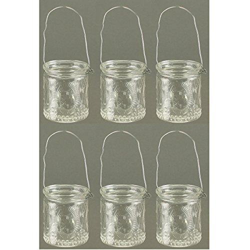 6 Stück Windlichter aus Glas mit Henkel - 3