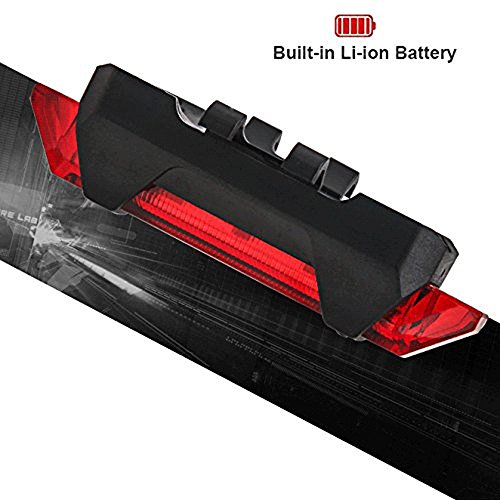 LED Fahrradlampe Aufladbar,PUGO TOP Rücklicht Wasserdicht 5 LED USB Fahrradlicht, Hinter Licht Fahrradbeleuchtung Sport Beleuchtung - 3