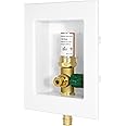 EFIELD Pex Pre-Assembled Ice Maker Outlet Box,1/2-Inch PEX F1960 Pex-a Expansion Fitting Connection with Installed 1/4-Turn Ball Valve, White (with Copper Arrester)
