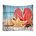 Produktbild YISUMEI 150x100 cm Tapisserie Wandteppich Wandbehang Tabelle Vorhang Wand Decor Tisch Couch Bezug Picknick Decke Beach Überwurf Strand Seestern Shell Holz Hut Hausschuhe Gläser