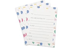 Kirsten McMillan Pack of 40 Balloon Invitations Birthday, Anniversary, Christmas & Celebration Party Invites – Designed and Printed in the UK