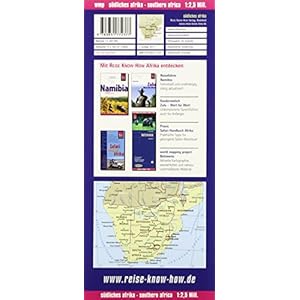 África austral: Botsuana, Lesotho, Mozambique, Naminia, Sudáfrica, Suazilandai, Zimbaue, mapa de carreteras impermeable. Escala 1:2.500.000. Reise K