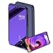 Price comparison product image TaiY Translucent View Mirror Flip Electroplate Stand Case Cover + Tempered Film for HuaWei P20 Pro - Purple