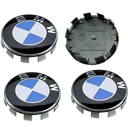 4 tapas de buje compatibles con BMW con logotipo azul y blanco 68 mm llantas aleación serie 1 2 3 4 5 6 7 M Z X tachuelas