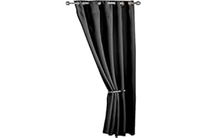 Emma Barclay Cali Eyelet - Woven Thermal Blackout Eyelet Door Curtain in Black - Width 46" x 84"Drop (116x213cm)