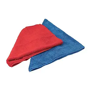 Primeway 330 GSM, Microfibre Floor Cleaning Cloth Duster (40x60cm, Red and Blue)- Pack of 2