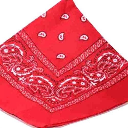 LARGE RED Bandana Black white square Paisley pattern
