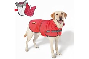 TAIL BLAZERS™ All Seasons Quality Waterproof Dog Coat with Harness Hole. Detachable Quilted Liner, Adjustable, Reflective Dog Raincoat. 2 in 1 Dogs Jacket. Dogs Coats Waterproof. L Red