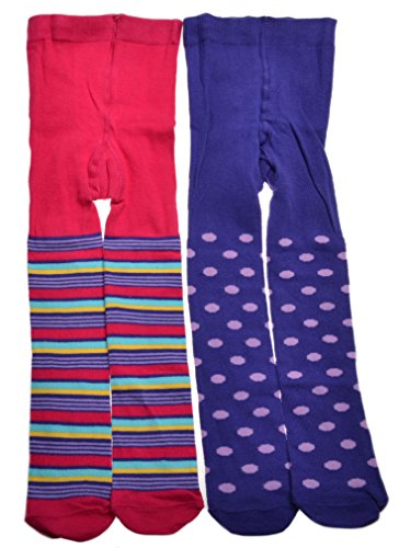 2 Pairs of Spotty & Stripe Baby TIGHTS 0-6 months