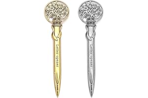 JKJF 2 Stück Retro Metall Brieföffner Umschlagöffner Messer Briefumschlagschneider für Home School Office - Gold Silber