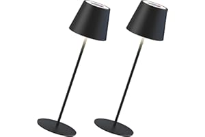 ‎MALUX Tischlampe Kabellos 2Stück Dimmbare Touch Control Led Akku mit Warmweiß 8 Farben Outdoor wasserdicht für Haus Garten Esstisch Schlafzimmer Arbeitszimmer Balkon Hotel(B/Schwarz)