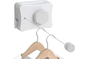 JINYOMFLY Stendibiancheria Retrattile, Acciaio Inossidabile Corda da Bucato Riavvolgibile 5,1M, Estensibile per Interni ed Esterni, Corda per Biancheria Retrattile, per Asciugare i Vestiti