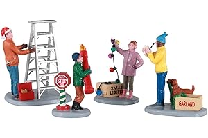 Magie di Natale Statuette Decorative in poliresina Prepararsi al Natale in Famiglia per Villaggio di Natale