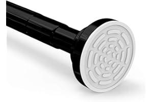 FOESKA Wysuwany drążek do zasłony prysznicowej 115-200 cm, stal nierdzewna, bez wiercenia, drążek do zasłony prysznicowej, antypoślizgowy, nigdy nie rdzewieje, nigdy się nie zapada do garderoby, zasłony