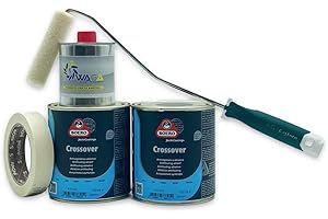 WAGA PAINT S.R.L. Kit Nautica Antivegetativa - Boero Crossover Autopulente Alte Prestazioni 1,5LT (2x750ML) (Bianco, Nero, Blu, Rosso), Diluente 250ML Waga Paint Tecniques, Rullino Pelo Raso, Nastro Gommato -