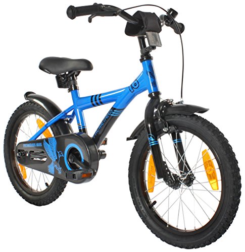 PROMETHEUS Kinderfahrrad 16 Zoll Jungen in Blau & Schwarz mit Stützrädern | Seitenzugbremse und Rücktrittbremse | ab 5 Jahren | 16“ BMX Edition 2017 - 4
