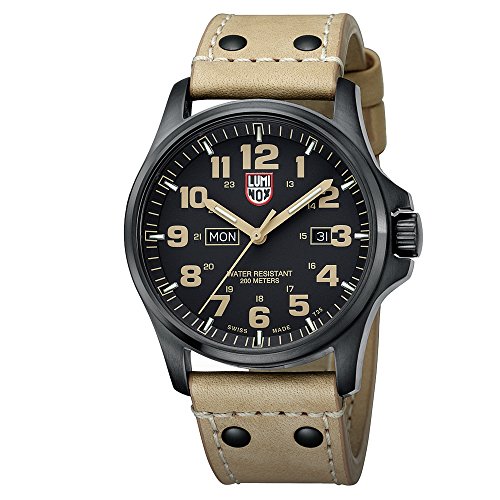 Luminox Atacama Field Day Date Men's Quartz watch with Black dial featuring LLT Luminox light Technology 45 millimeters Stainless Steel case and Brown Leather Strap  XL.1925