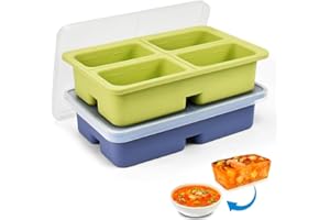 DTYGUIXE Lot de 2 Plateau de Congélation en Silicone Grands Moules à Glaçons avec Couvercle Large Bac à Glaçons avec Couvercle Empilables Bac Congelation en Silicone pour Soupe, Sauce 8 Cavités