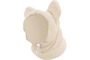 Folpus Hundehaube Wintermütze Ohrenschützer Kostüm Haustier Winterhaube Hüte Hundeohren Abdeckung für mittelgroße bis große Hunde Haustiere Welpen Camping, Weiß L