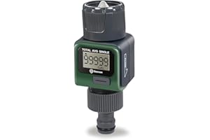 Geevon Garden Hose Water Flow Meter with Brass Inlet Metal Thread, High Accuracy & IPX6 Waterproof for Outdoor Garden Watering, RV Water Tank Filling, Lawn Sprinkler, and Nozzle Sprayer (1 Pack)