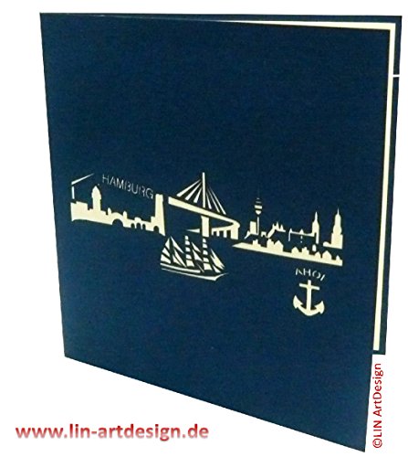 LIN-POP UP 3D Grußkarten Stadtkarten Hamburg, Glückwunschskarten Geburtstagskarten Gutscheinskarten Hamburg - 2