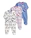 Mamas and Papas Baby-Girls 3 Pack All-in-One Circle Flowers Bodysuit, Multicolour, 3-6 Months