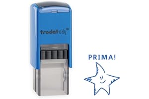‎TRODAT Trodat edy FIX Motivationsstempel für Lehrer und Pädagogen, Stempelset zum Motivieren – 1 Motiv Stern PRIMA, Deutsch, Gehäuse Blau, Abdruck Blau, Selbstfärbend, 20 x 20 mm
