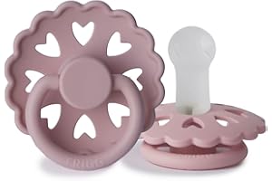FRIGG Fairytale Silicone Pacifier Pack of 2 | Silicone Soother Dummy | BPA-Free | Made in Denmark | Symmetrical Cherry Shaped Nipple (Twilight Mauve/Primrose (6-18 Months))