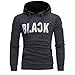 Produktbild OdeJoy Herren LangeÄrmel Brief Kapuzenpullover Kapuze Tasche Sweatshirt Persönlichkeit Langarmshirt Jacke Casual Mantel Irregulär Outwear Einfarbig Hemd Schlank Passen Coat (Grau,M)