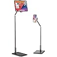 Angju Tablet Floor Stand Holder, Phone Stand for Recording, Adjustable Cell Phone & Tablet Stand for Floor, Compatible with iPad Pro, iPad Air, iPad Mini, Galaxy Tab, iPhone & 4.6-12.9 Inch Devices