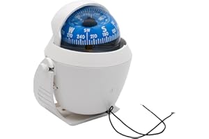 Riloer Boussole Bateau Boussole Marine avec Mont Boussoles Boule Étanche pour Bateau Caravane Blanc Tableau Bord pivotante pour Bateau, Voiture, éclairée