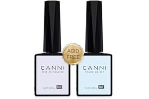 CANNI Nail Primer Acrilico Acid Free - Set Chiodo Professionale per Smalto Semi Permanente - Disidratatore e Primer per Unghie - Kit Manicure con Strato di Finitura Sano e Lunga Tenuta