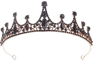 ALIANGTING Black Crystal Tiara Crowns for Adults Rhinestone Tiaras for Girls Princess Queen Crown for Women Birthday Wedding Prom Party Christmas Gifts