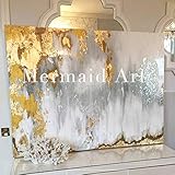 leinwand gold schwarz - Orlco Art Wanddekoration, Wandgemälde, abstrakt, modernes Design, handbemalt, goldfarben/Weiß/Grau, Canvas, grau, 32x48inch(80x120cm)