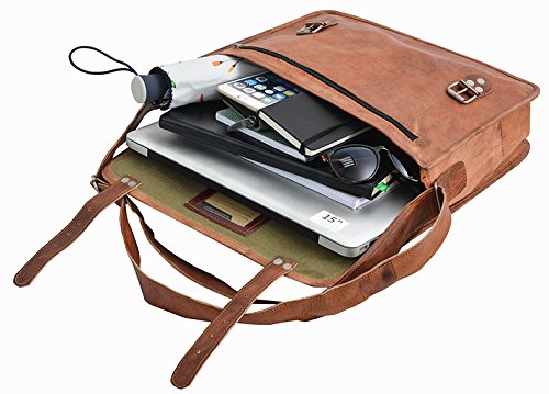 Gusti Leder nature „Paul“ Umhängetasche Laptoptasche Ledertasche Vintage Unitasche Aktentasche Rustikal Büro Lehrertasche Arbeitstasche Ledertasche Umhängetasche Leitz Ordner Messenger Braun U24n-1 - 3