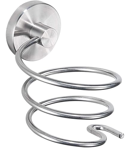 Support Spirale Pour Sèche-Cheveux - Porte-sèche-cheveux Mural Chromé - Acier Inoxydable - Salle De Bain