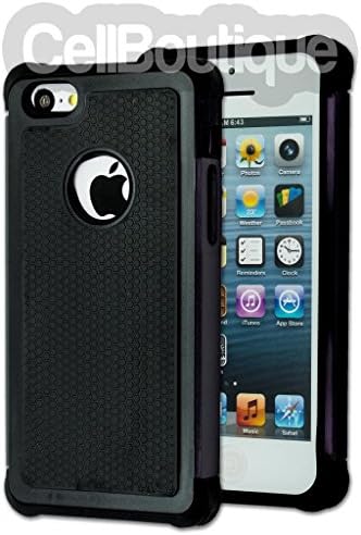 CellBoutique TM ShockProof Triple Hard back Case Cover For Apple iPhone 5c With Screen Protector Black